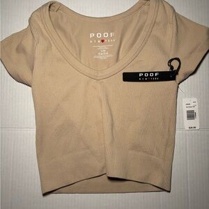 POOF Women’s Beige Ribbed Top